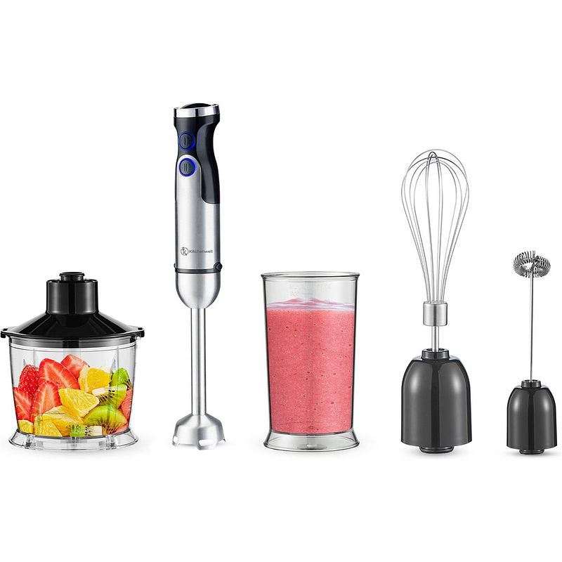 Foto van Kitchenwell 5-in-1 staafmixer set - 1200w - 21 snelheden - rvs