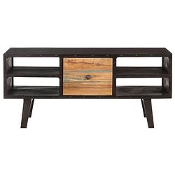 Foto van The living store salontafel vintage - hout - 100x50x45cm - met lade en schappen