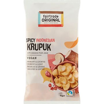 Foto van Fairtrade original spicy indonesian krupuk with cassava from java 60g bij jumbo