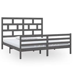 Foto van The living store bedframe - grenenhout - 180x200 cm - grijs