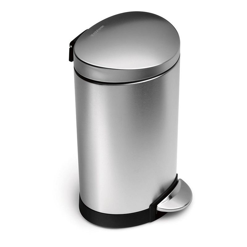 Foto van Simplehuman semi round deluxe ffp pedaalemmer 10 l - zilverkleurig