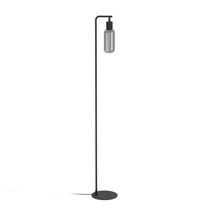 Foto van Eglo majone vloerlamp - e27 - smoke glas - 151 cm - zwart