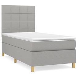 Foto van The living store boxspringbed - - bed - 203 x 90 x 118/128 cm - lichtgrijs