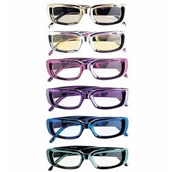 Foto van Rechthoekige glimmende brillen blauw - verkleedbrillen