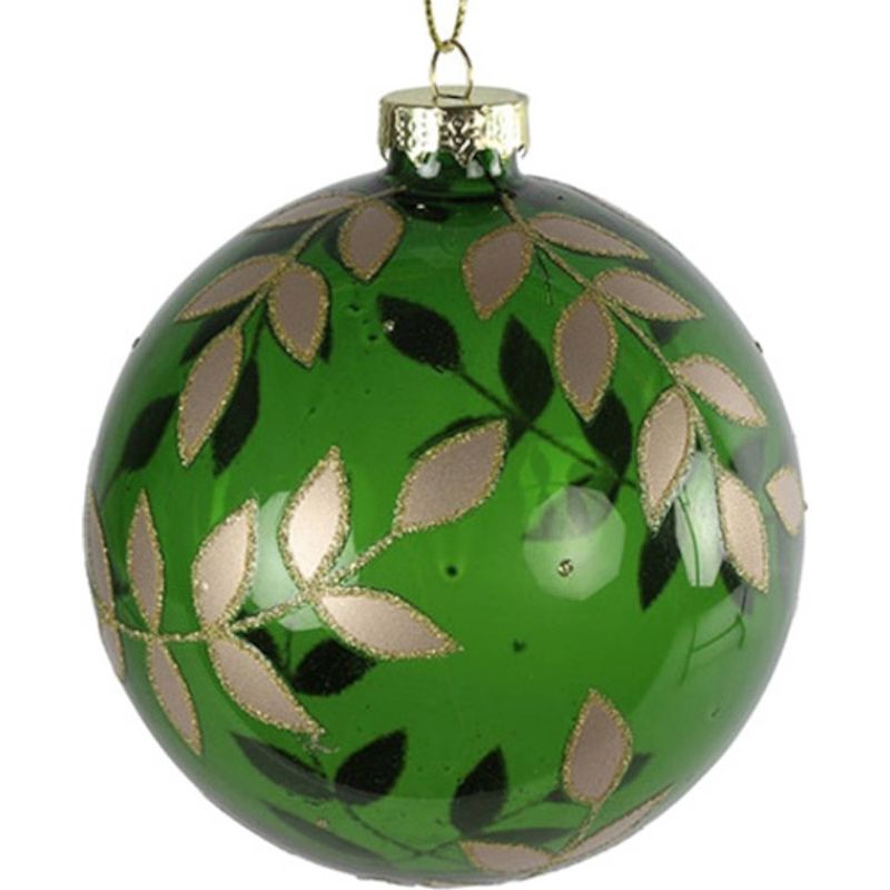 Foto van Non-branded kerstbal wasco 12 cm glas groen/goud/zwart