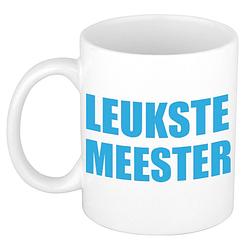 Foto van Leukste meester cadeau koffiemok / theebeker blauwe blokletters 300 ml - feest mokken