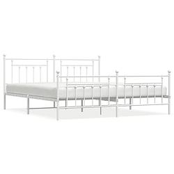 Foto van Vidaxl bedframe met hoofd- en voeteneinde metaal wit 200x200 cm