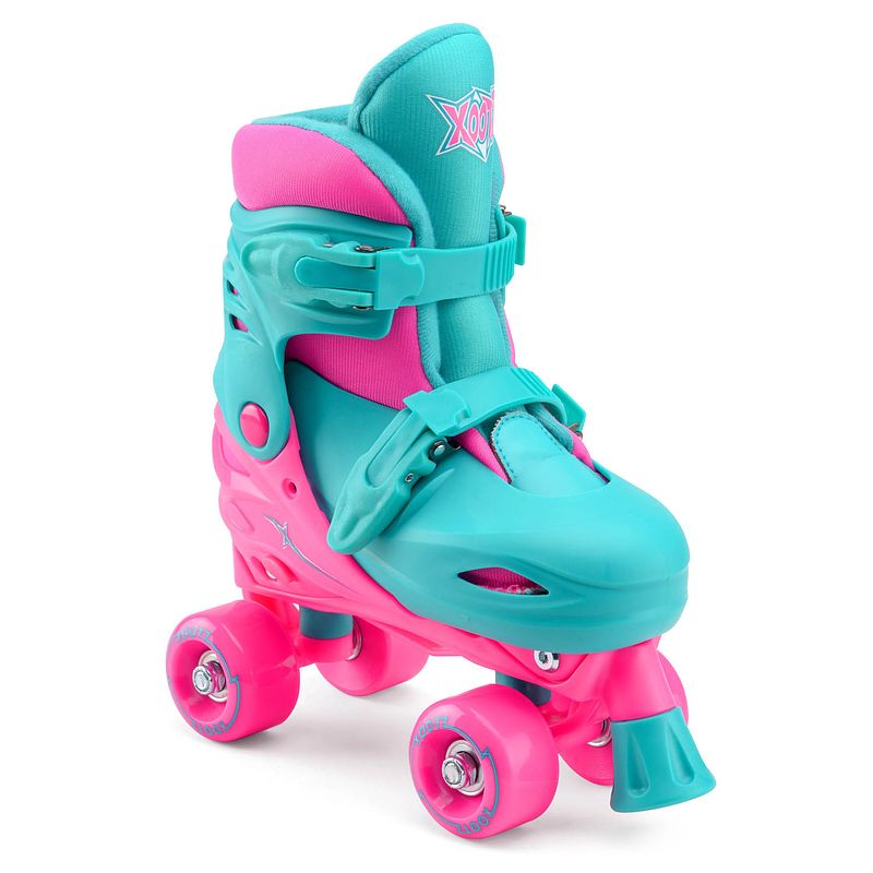 Foto van Xootz rolschaatsen quad skates meisjes turquoise/roze maat 32/35