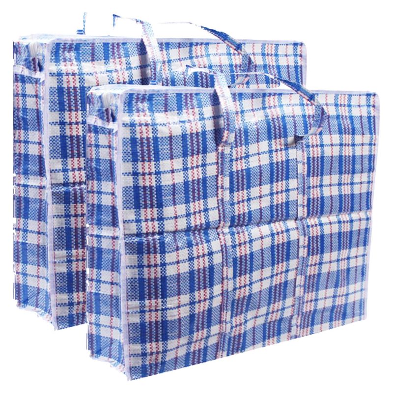 Foto van 2x stuks opbergtas/hoes voor kussen/deken/dekbed/slaapzak 100x70x30 cm blauw - shoppers