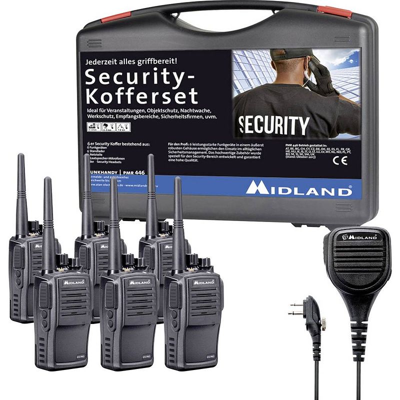 Foto van Midland g15 pro pmr 6er security inkl. ma 25-m c1127.s5 pmr-portofoon set van 6 stuks