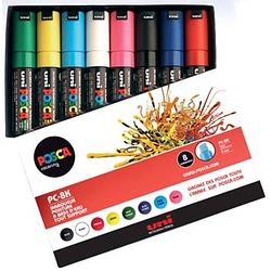 Foto van Uni-ball paint marker op waterbasis posca pc-8k doos van 8 stuks in geassorteerde kleuren