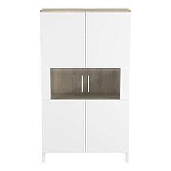 Foto van Demeyere wandkast elance - eiken/mat wit - 140x79,8x38,2 cm - leen bakker