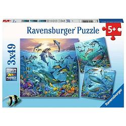 Foto van Ravensburger kinderpuzzel 3x49 stukjes dieren in de oceaan