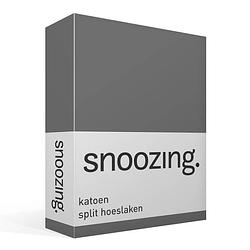 Foto van Snoozing - katoen - split-hoeslaken - lits-jumeaux - 160x210/220 cm - antraciet