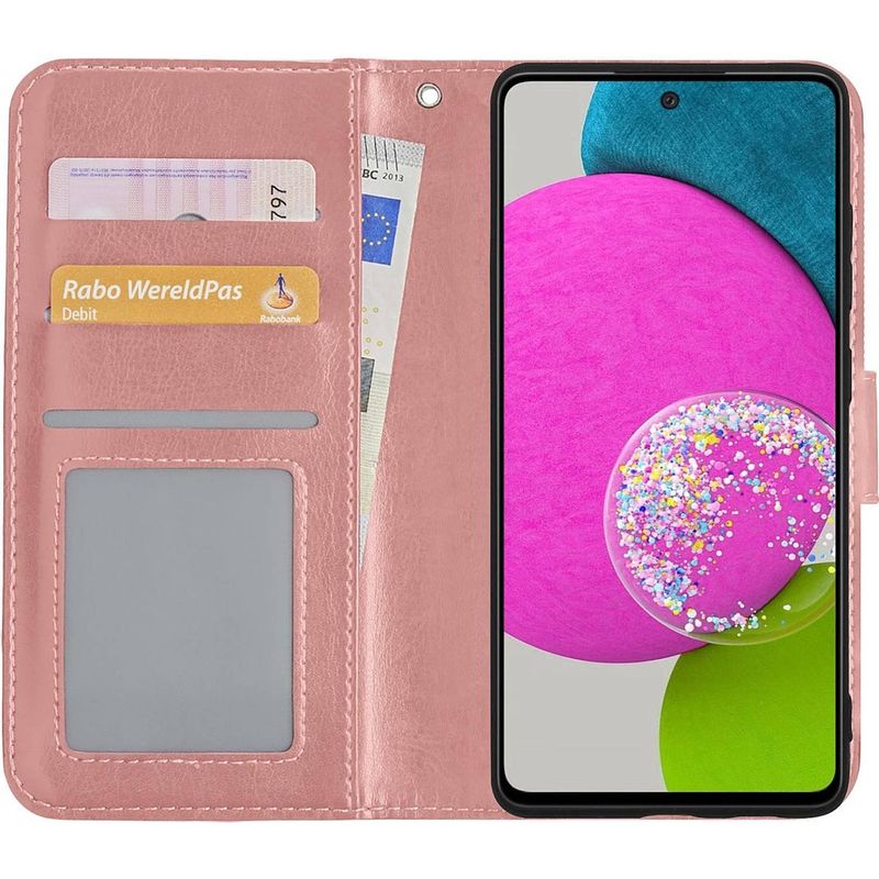 Foto van Basey samsung galaxy a52 hoesje book case kunstleer cover hoes - rose goud