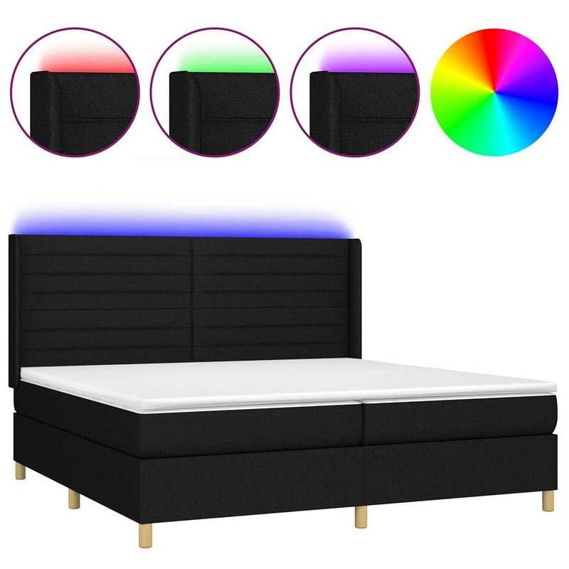 Foto van Vidaxl boxspring met matras en led stof zwart 200x200 cm