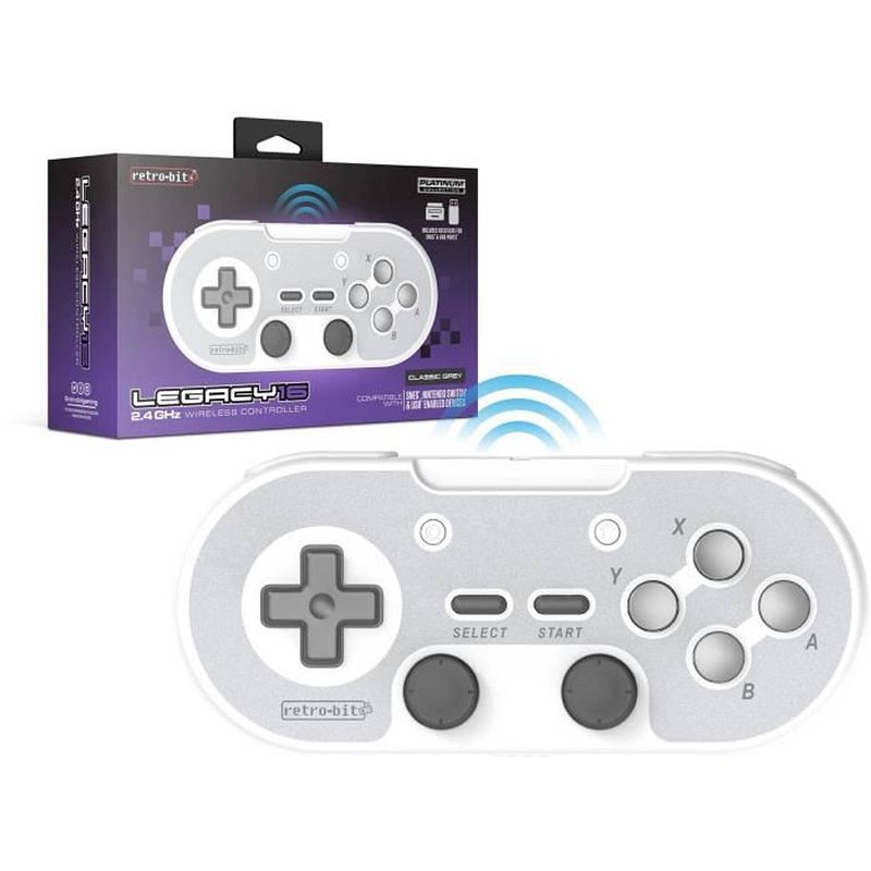 Foto van Draadloze controller - retrobit legacy 16 grey - switch, pc, steam, raspberry pi, snes, android