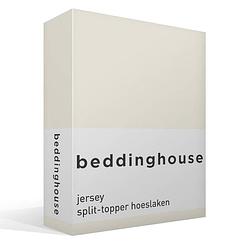 Foto van Beddinghouse jersey split-topper hoeslaken - 100% gebreide jersey katoen - lits-jumeaux (160x200/220 cm) - natural