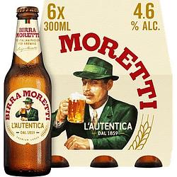 Foto van Birra moretti l'sautentica bier fles 6 x 300ml bij jumbo