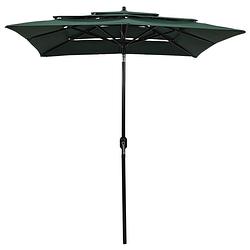 Foto van The living store parasol 3-laags groen - 200x200x240cm - uv-beschermend polyester - gepoedercoat aluminium - inclusief