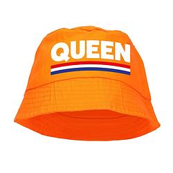 Foto van Queen vissershoedje / bucket hat oranje voor ek/ wk/ holland fans - verkleedhoofddeksels
