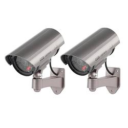 Foto van 2x stuks dummy infrarood beveiligingscamera voor buiten - dummy beveiligingscamera