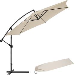 Foto van Tectake aluminium zweefparasol 400622 - 350 cm - beige - uv-bescherming