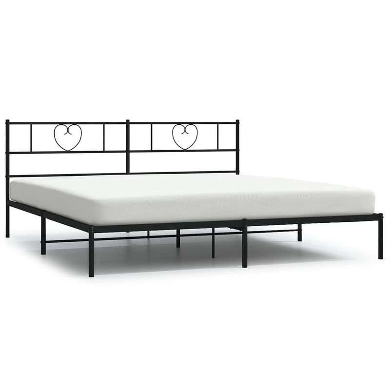 Foto van Vidaxl bedframe met hoofdbord metaal zwart 180x200 cm