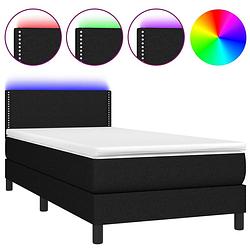 Foto van The living store boxspring bed - zwart - 203 x 100 x 78/88 cm - verstelbaar hoofdbord - led-verlichting - pocketvering