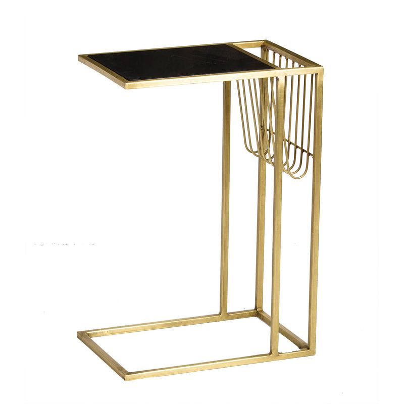 Foto van Livingfurn - bijzettafel djura zwart brass - marmer - 30x45x65