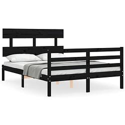 Foto van The living store bedframe grenenhouten - bed - 205.5 x 125.5 x 81 cm - zwart