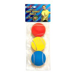 Foto van Set van 3x stuks gekleurde soft foam tennisballen 7 cm - tennisballen