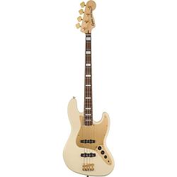 Foto van Squier 40th anniversary jazz bass gold edition il olympic white elektrische basgitaar