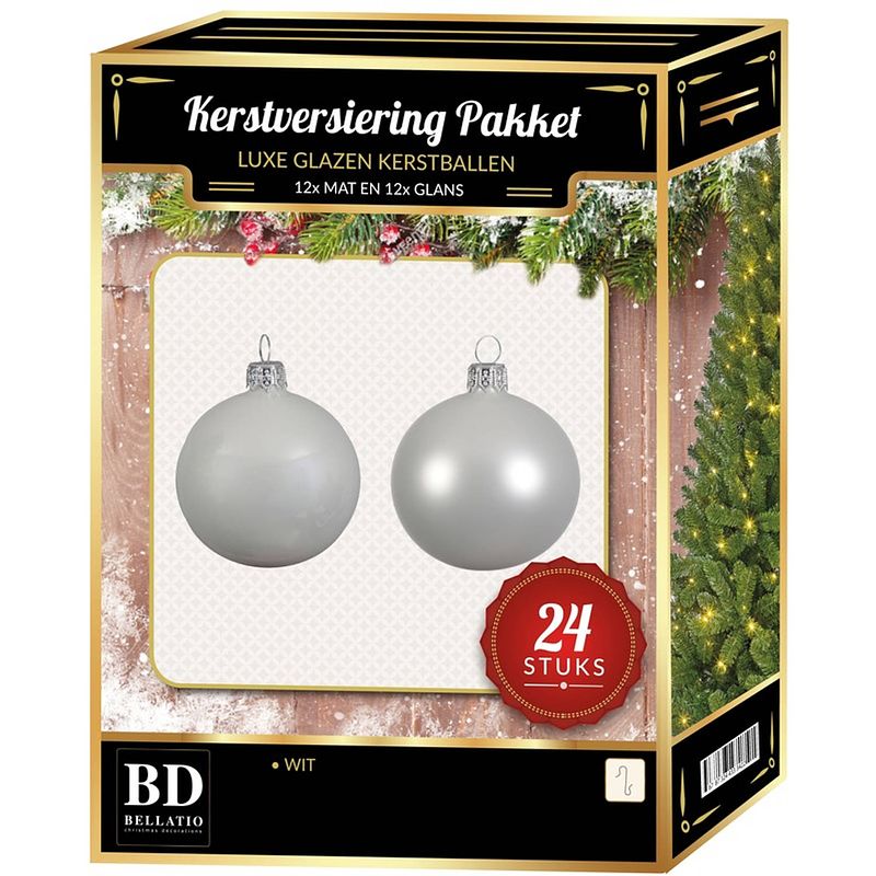 Foto van Winter witte kerstversiering kerstballen 24-delig 6 cm - kerstbal