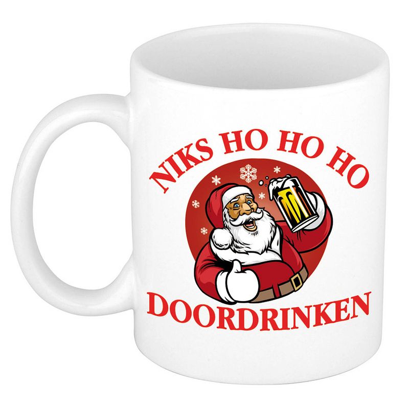 Foto van Grappige kerst mok/beker - niks ho ho ho doordrinken - wit - bekers