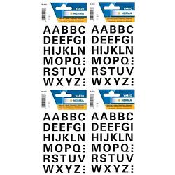 Foto van 128x letter stickers zwart 15 mm - stickervel met alfabet letters zwart 128 stuks - alfabet plakstickers 15mm