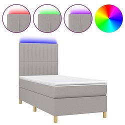 Foto van The living store bed - lichtgrijs - 203 x 90 x 118/128 cm - verstelbaar hoofdbord - kleurrijke led-verlichting -