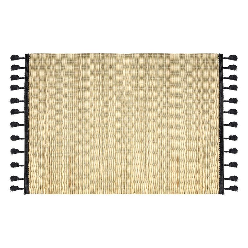 Foto van Rechthoekige placemat met franjes zwart bamboe 45 x 30 - placemats