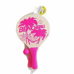 Foto van Beachball set hout - roze - beachballsets