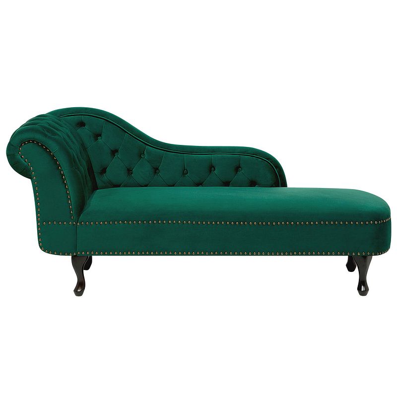 Foto van Beliani nimes - chaise longue-groen-fluweel