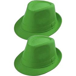 Foto van Trilby hoed - 2x - groen verkleed accessoire 57 cm - verkleedhoofddeksels