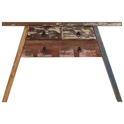 Foto van The living store houten wandtafel - antieke stijl - gerecycled hout - 110 x 30 x 75 cm