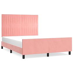 Foto van Vidaxl bedframe met hoofdeinde fluweel roze 140x200 cm