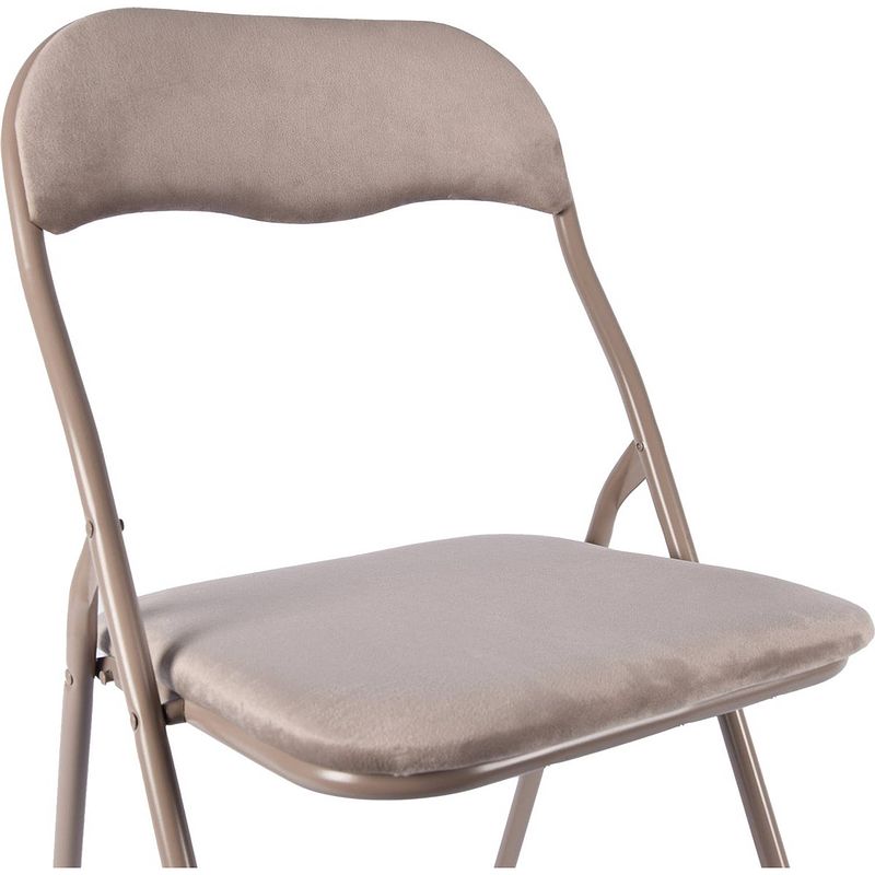 Foto van Klapstoel- vouwstoel velvet zitvlak en rug bekleed - stoel - tafelstoel - klapstoel - beige taupe - stoel - tafelstoel -