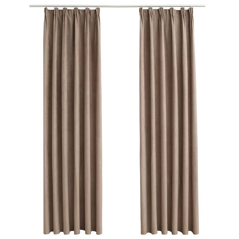 Foto van The living store gordijn taupe 140 x 245 cm - premium polyester - suède-touch - 2 stuks