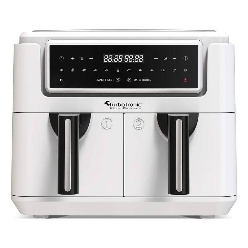 Foto van Turbotronic af118 dubbele airfryer xl - digitale heteluchtfriteuse - 7,6 liter - wit