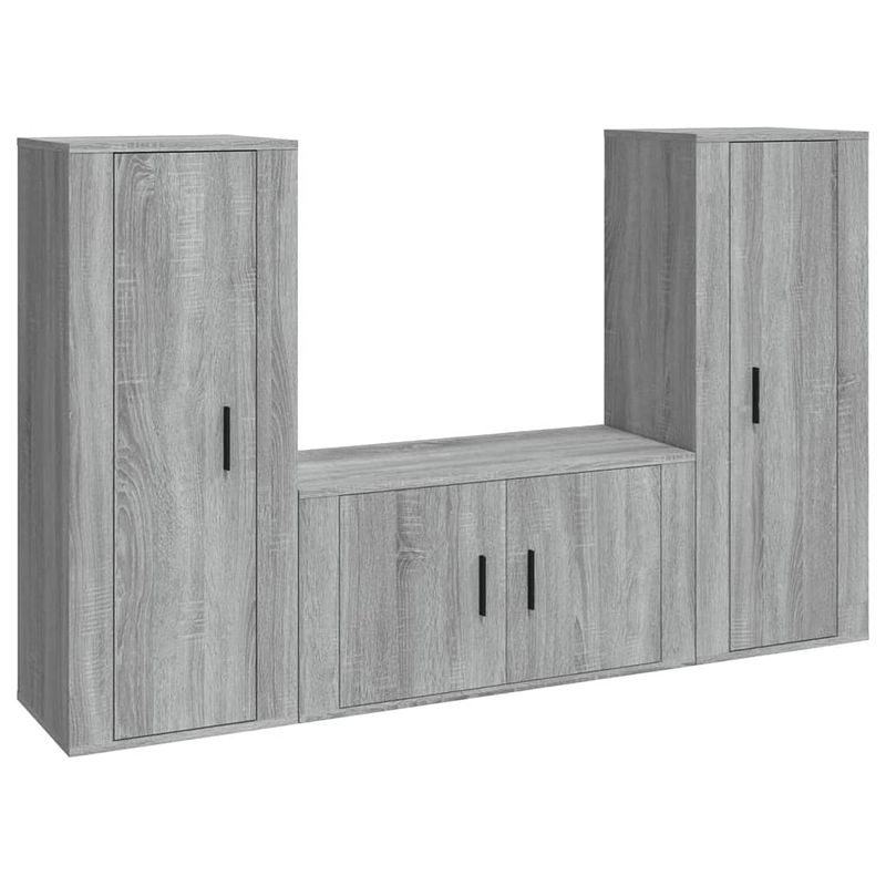 Foto van The living store tv-meubelset - grijs sonoma eiken - 2x 40x34.5x100 cm / 1x 80x34.5x40 cm