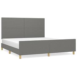 Foto van The living store bedframe - donkergrijs - 203 x 166 x 118/128 cm - verstelbaar hoofdeinde - multiplex lattenbodem -