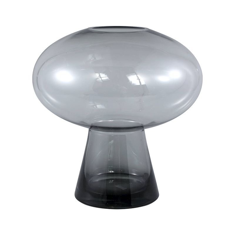 Foto van Ptmd minty grey glass vase round on foot l