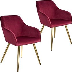 Foto van Tectake - 2x stoel marilyn fluweellook goud bordeaux/goud sku: 403998